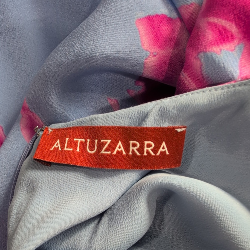 Altuzarra Kaya Silk Tie Dye Ruched Midi Dress Blue Pink Sleeveless Size 38 Italy - Picture 9 of 14